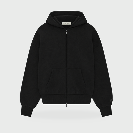AS25 Essentials Zip Hoodie – Jet Black
