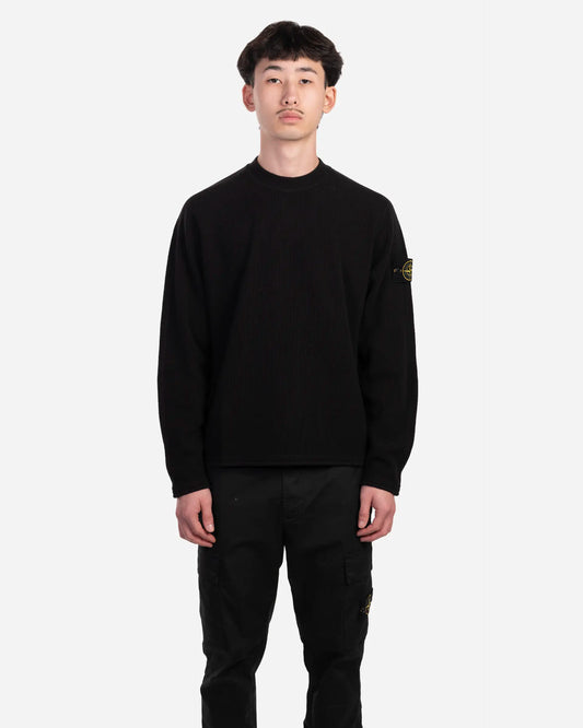 Sweatshirt Ras-du-Cou Côtelé Noir