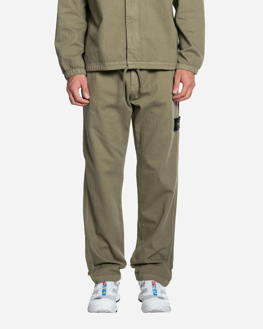 Pantalon Chino en Coton à Chevrons Military Green