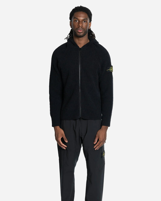 Pull Zippé à Capuche en Maille Noir
