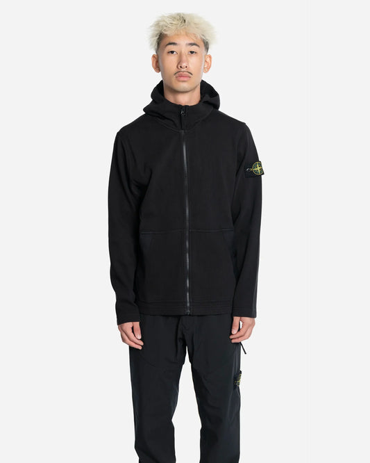 Sweat-Shirt à Capuche Zippé en Interlock Noir