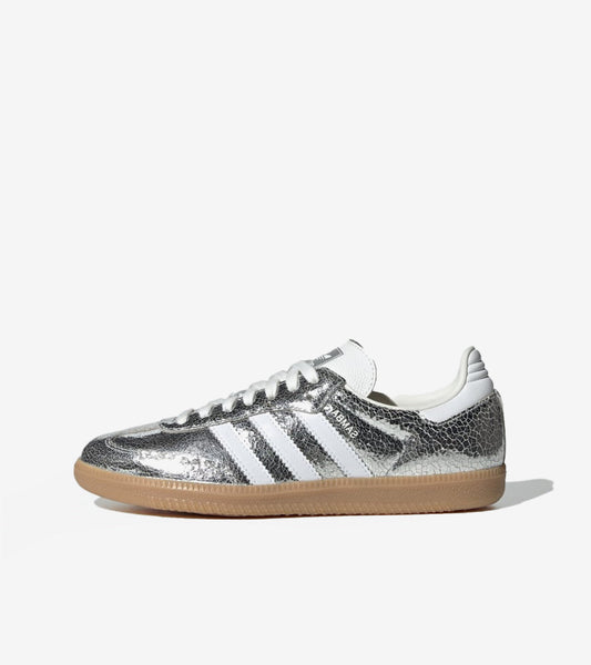 adidas Samba OG Silver Metallic Cracked Leather (Women's)